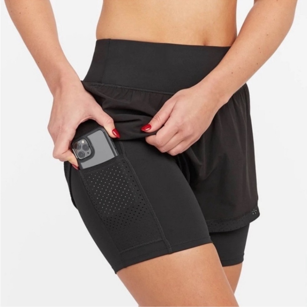 SPANX Black Get Moving 5" Inseam Wickaway Lined Lightweight Athletic Shorts Sz S